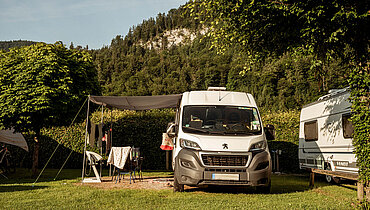 Caravans at the Paradiescamping Wolfgangsee campsite