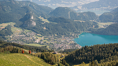 Blick vom Berg auf den Wolfgangsee